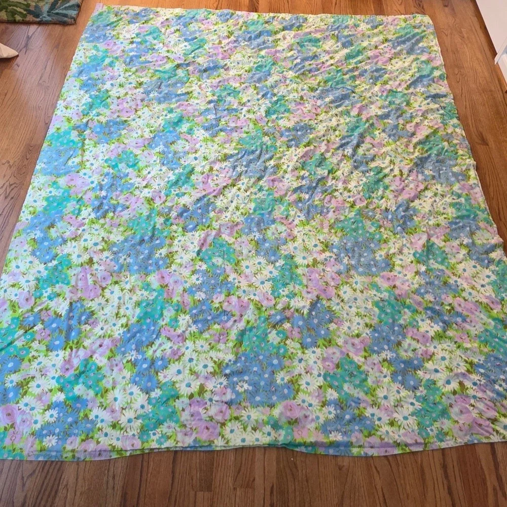 Vintage Handmade‎ Patchwork Quilt Plaid Floral 1960s Farmhouse Americana 70x86
